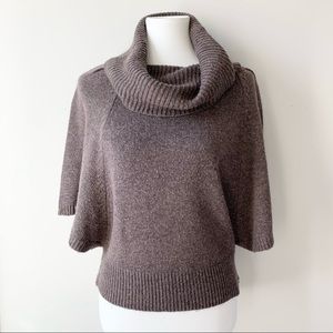 Cropped Brown Forever 21 Turtleneck Short Sleeve Sweater Size Medium